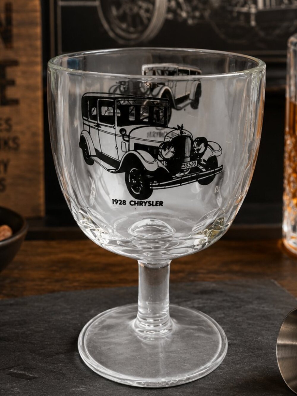 🍺Nostalgic 1928 Chrysler Glass Goblet Automobile Collectible Gift Barware🚔VTG